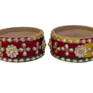 Buy Kundan Bangles Set, Multicolour, Lac Base, Floral Design, Traditional Indian Bridal Jewellery